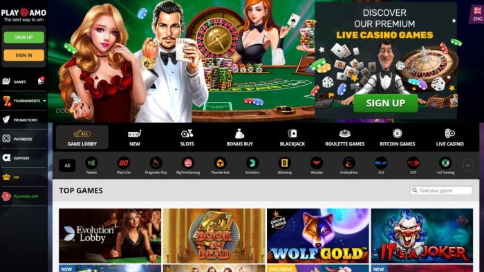 Playamo casino lobby Philippines on desktop